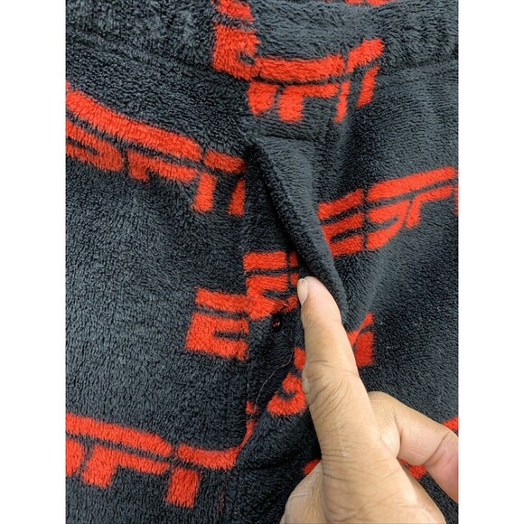ESPN Fleece Lounge Pants Men’s Size Large Black Red 100% Polyester Game Day - Picture 10 of 14